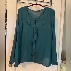 The Limited Deep Teal Ruffle Blouse